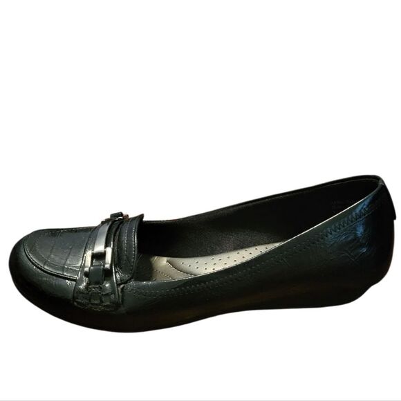 Abella Shoes - Abella Womens Black Loafers Faux Leather Casual, Size 9